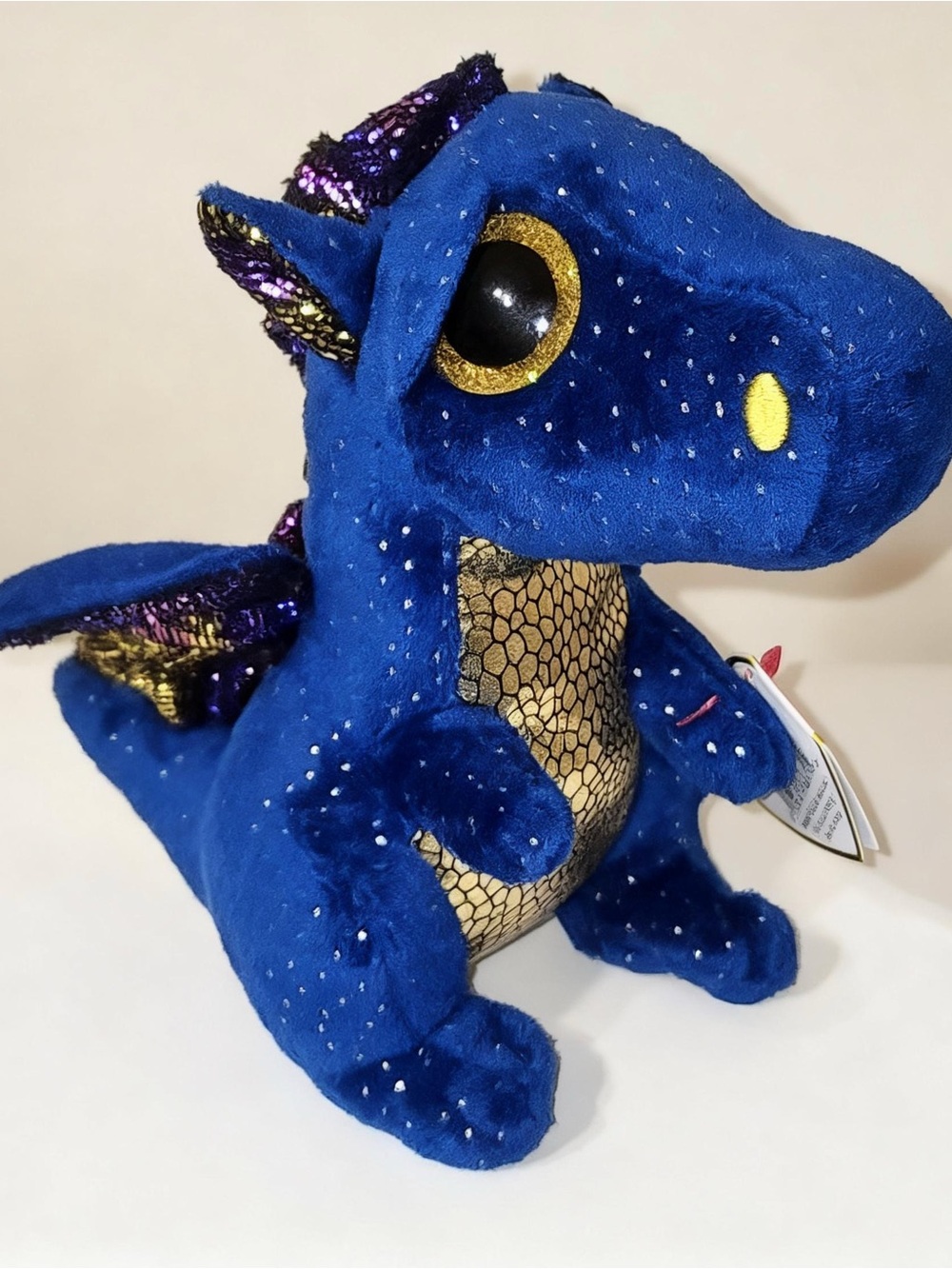 TY Beanie Boos - SAFFIRE the Blue Dragon (Glitter Eyes)